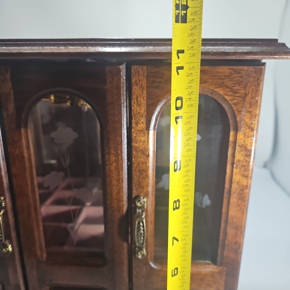 Vintage Jay Imports Music Jewelry Box Etched Glass Doors - Picture 15 of 16